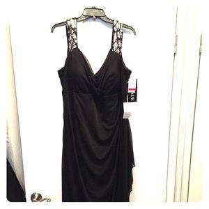 Black gown with embellished straps